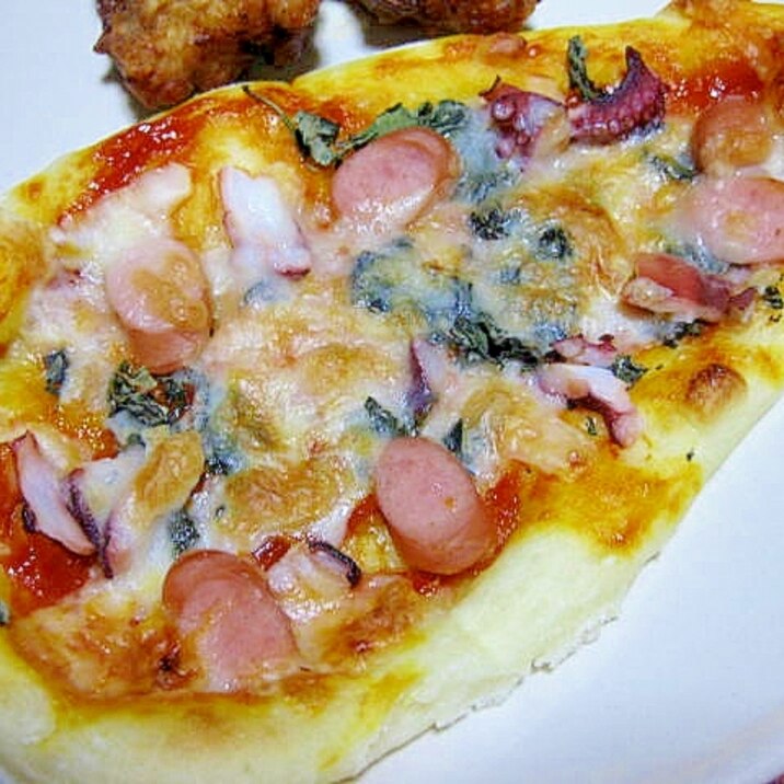 即席トマトソースで タコとウインナーのピザ レシピ 作り方 By Soraちゃんママ 楽天レシピ